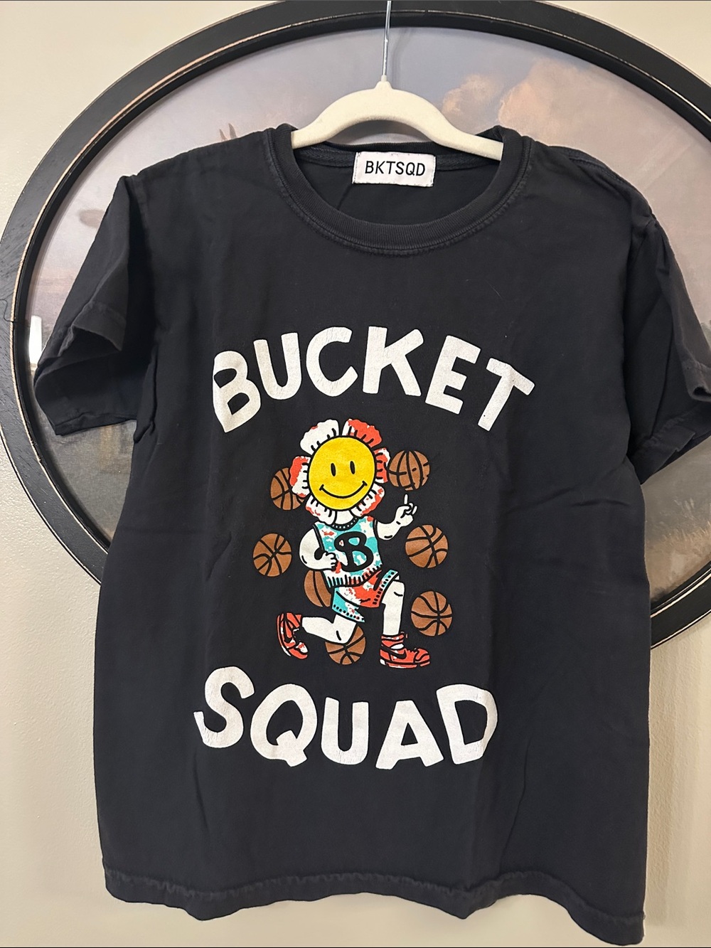 Kids' Black "Bucket Squad" Basketball Graphic Tee